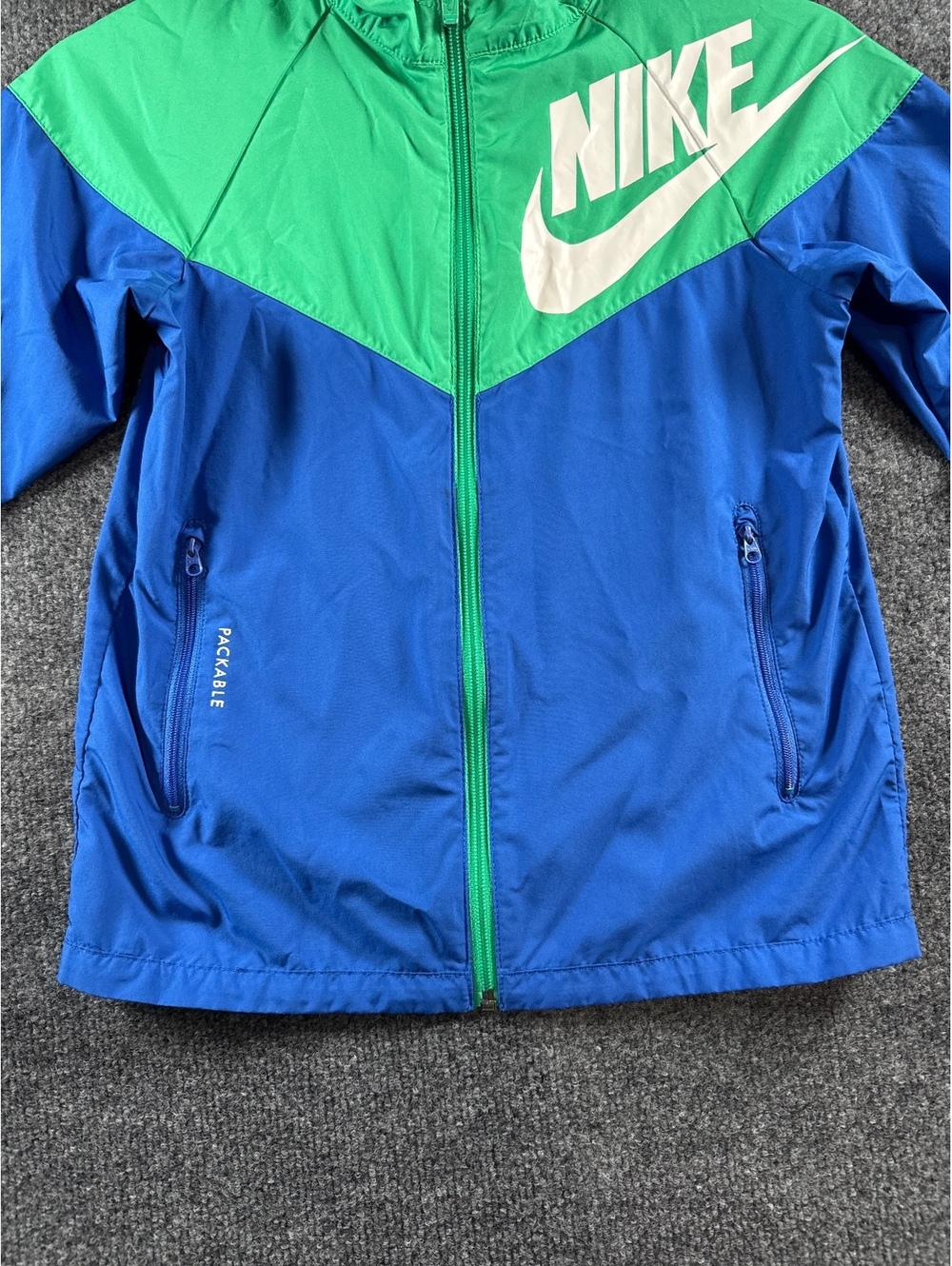 Nike Windrunner Jacket Mens Small Blue Green Colorblock Hooded Windbreaker - Picture 3 of 8